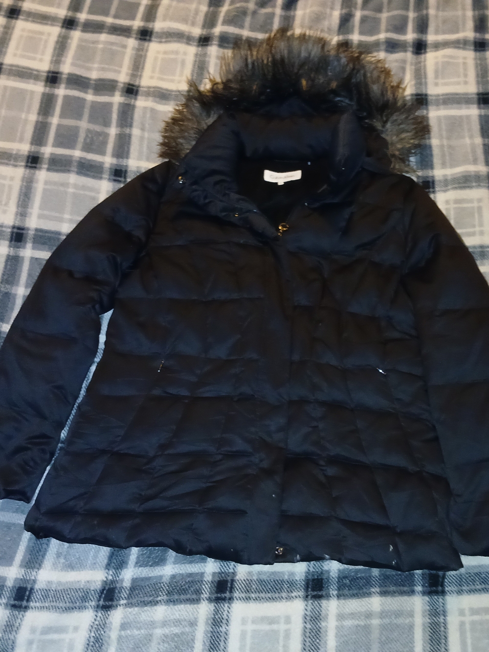 Women's Black Puffer 60% Down 40% Duck Feathers Coat with Faux Fur Hood